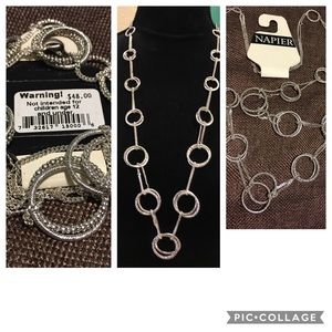 NWT 32” Napier Double Chain Silver Tone Necklace